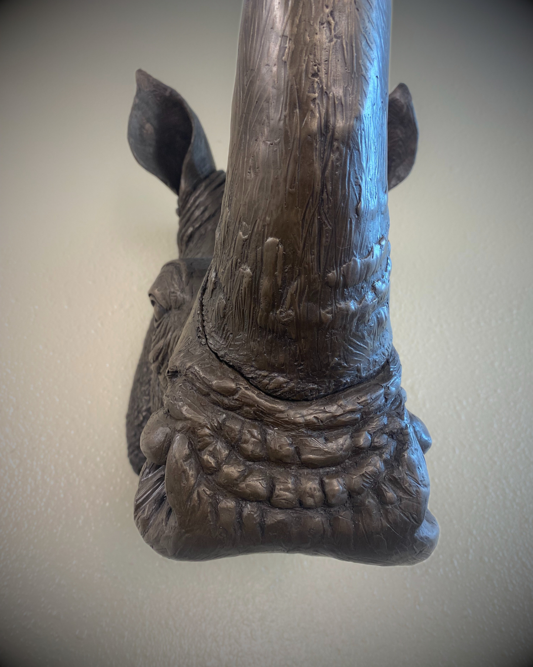 Bronze Rhinoceros Head Mount