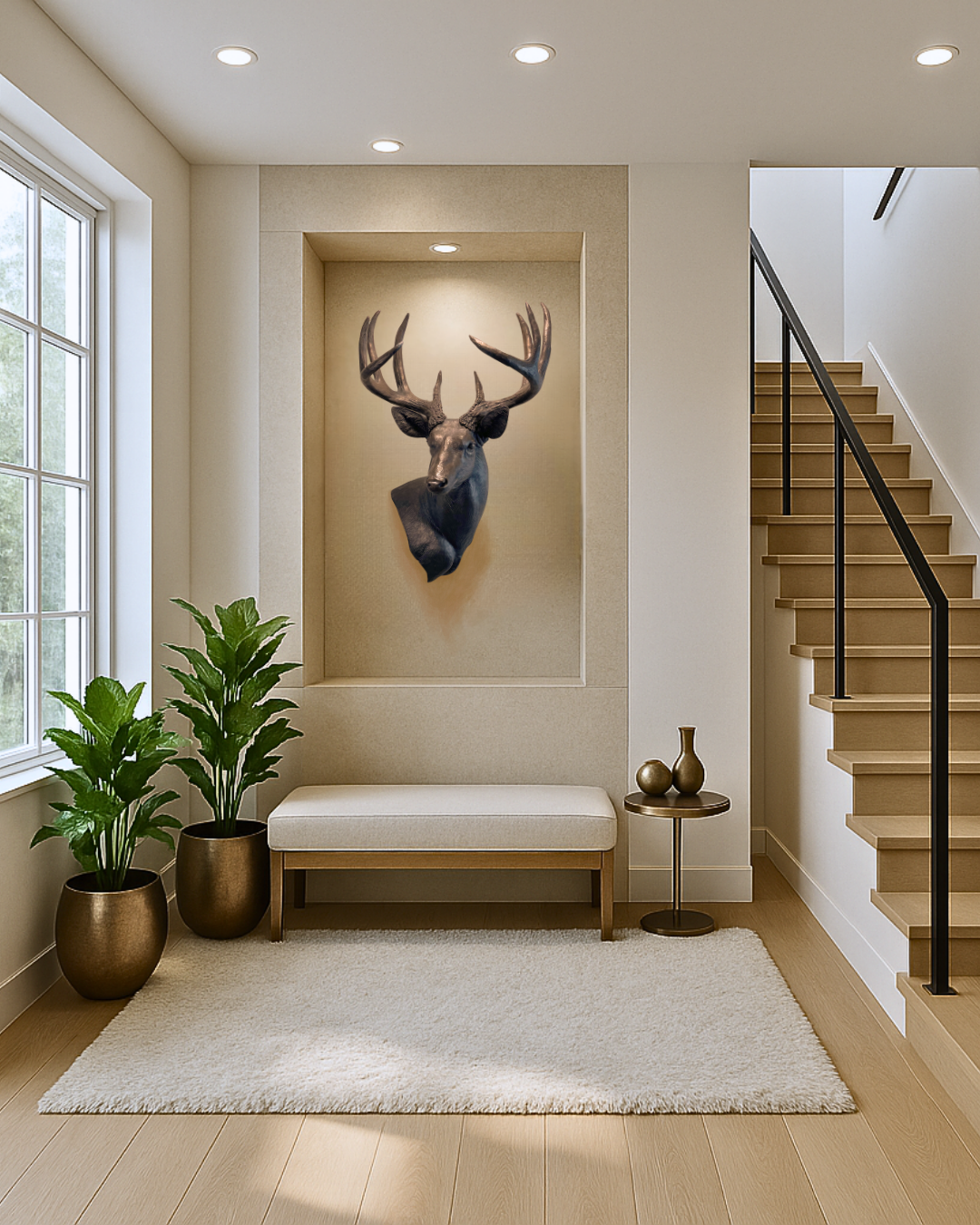 Bronze Deer Wall Mount Trophy Buck