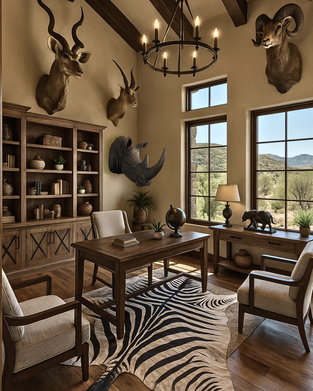 Bronze Rhinoceros Head Mount