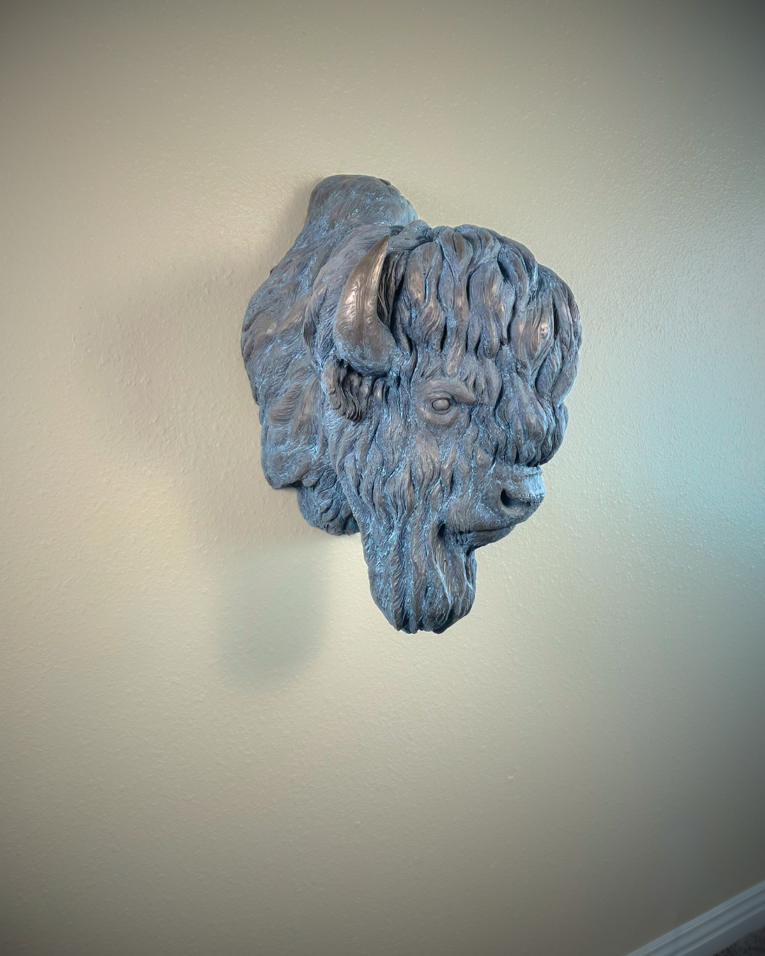 Verdigris Patinaed Bronze Bison Buffalo Wall Mount