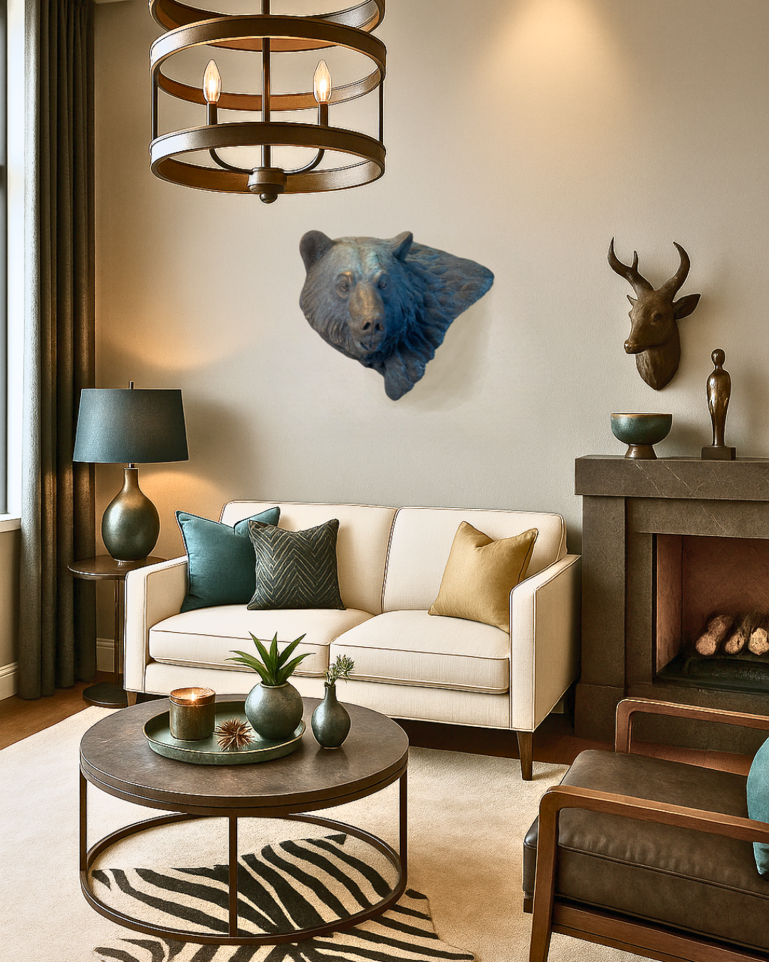 Verdigris Patinaed Bronze Bear Wall Mount