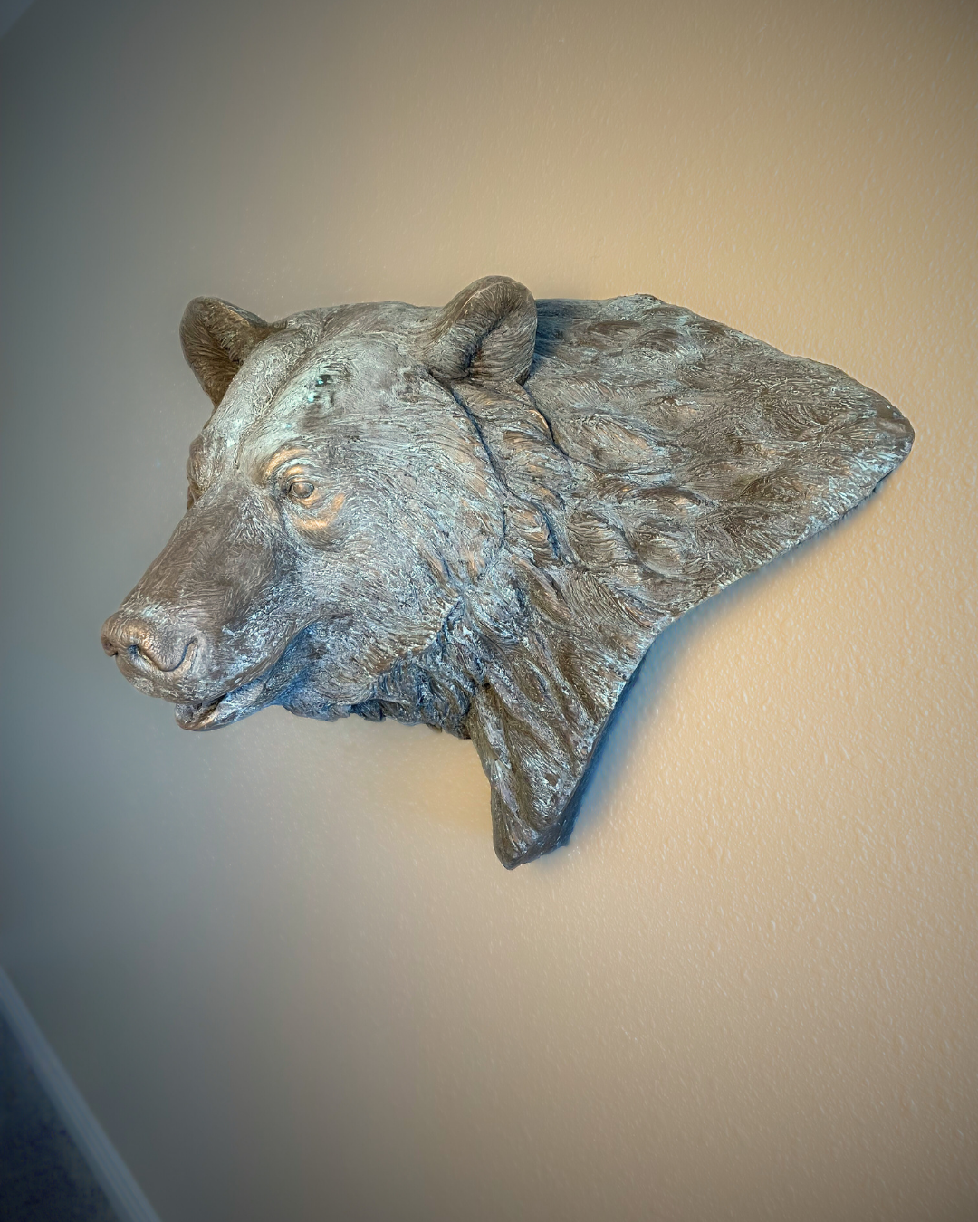 Verdigris Patinaed Bronze Bear Wall Mount