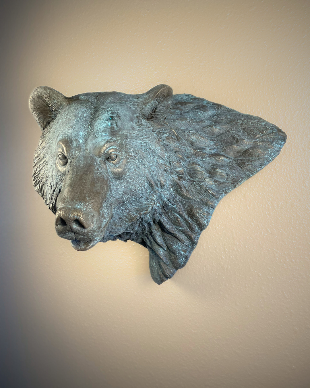 Verdigris Patinaed Bronze Bear Wall Mount