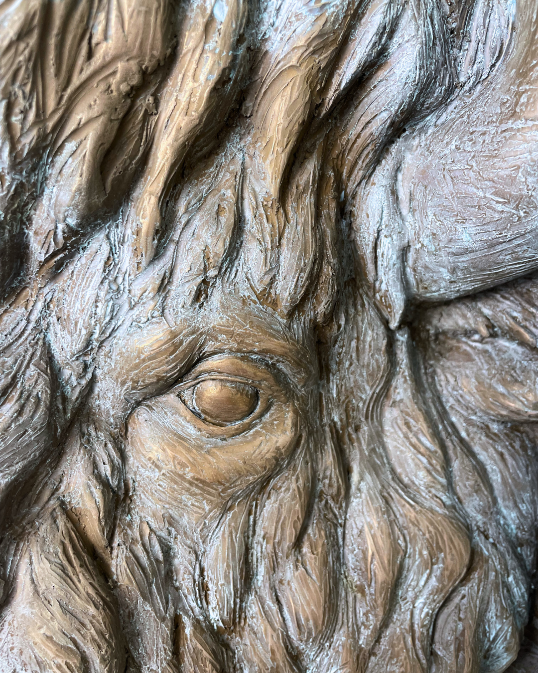 Verdigris Patinaed Bronze Bison Buffalo Wall Mount