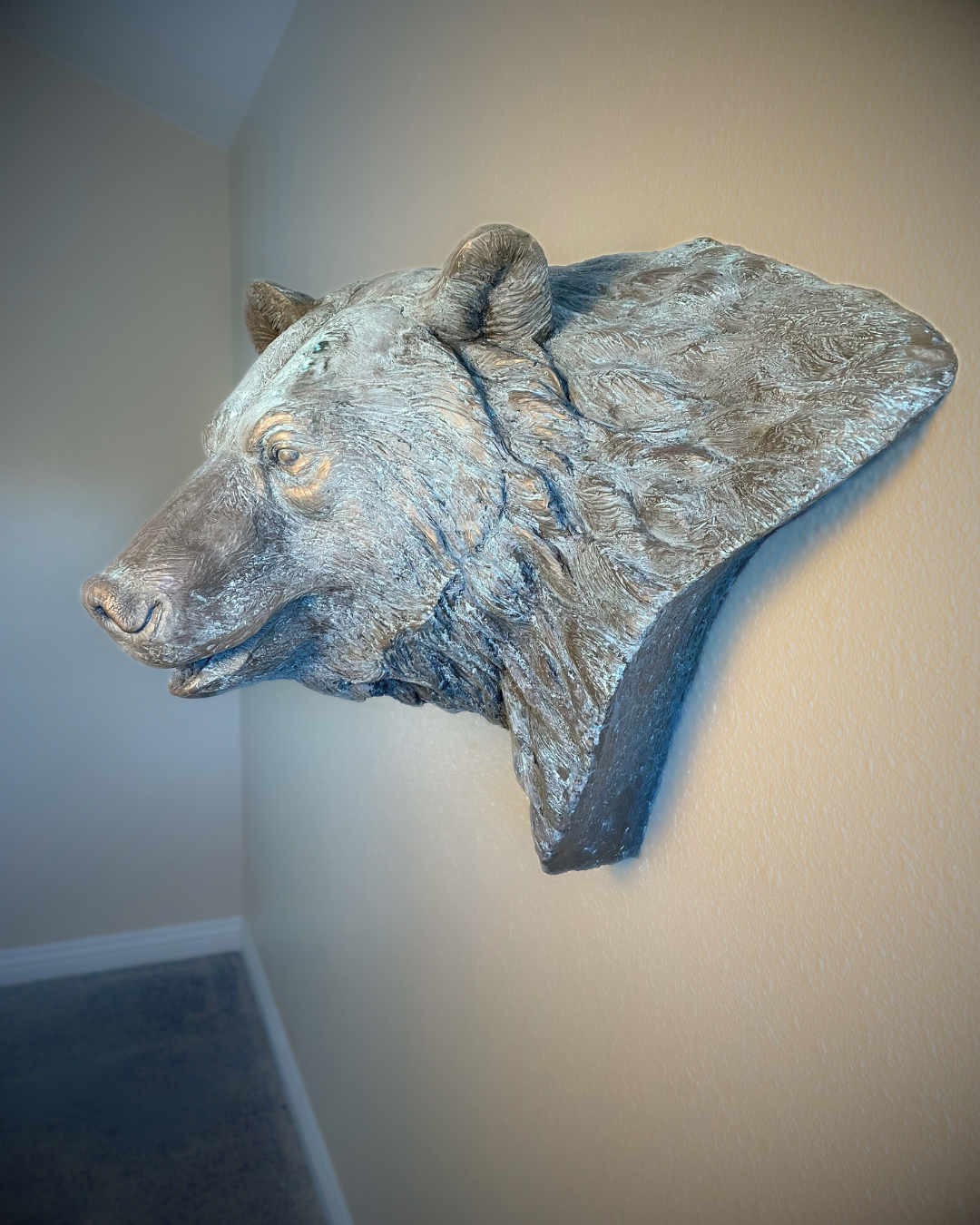 Verdigris Patinaed Bronze Bear Wall Mount