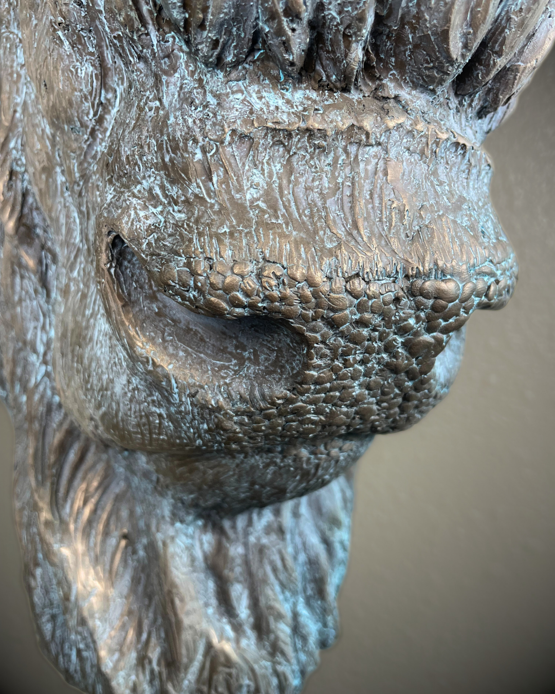 Verdigris Patinaed Bronze Bison Buffalo Wall Mount