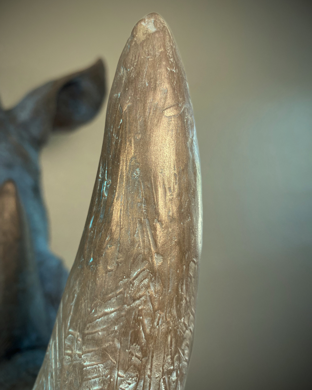 Verdigris Patinaed Bronze Rhinoceros Head Mount