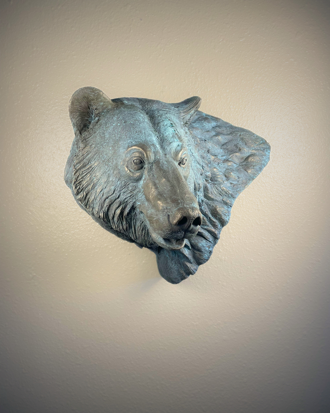Verdigris Patinaed Bronze Bear Wall Mount