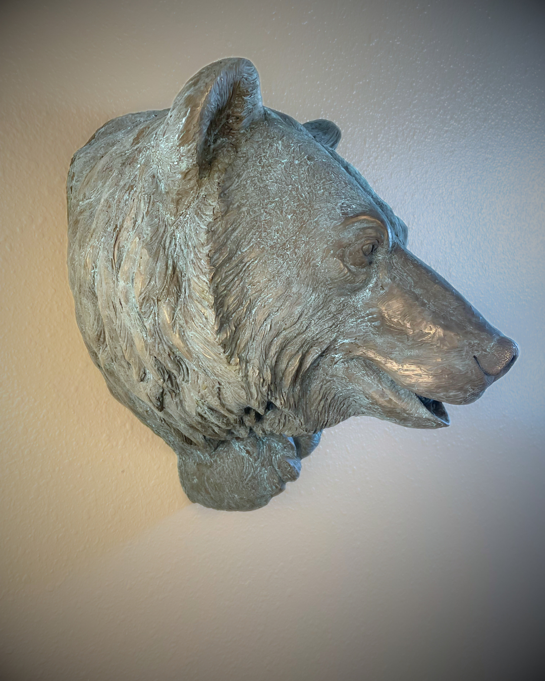 Verdigris Patinaed Bronze Bear Wall Mount