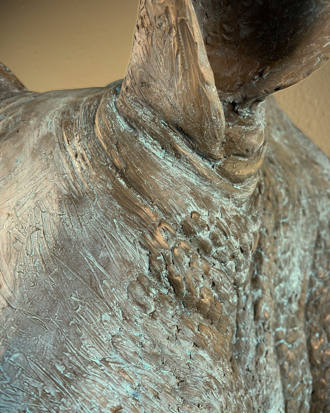 Verdigris Patinaed Bronze Rhinoceros Head Mount