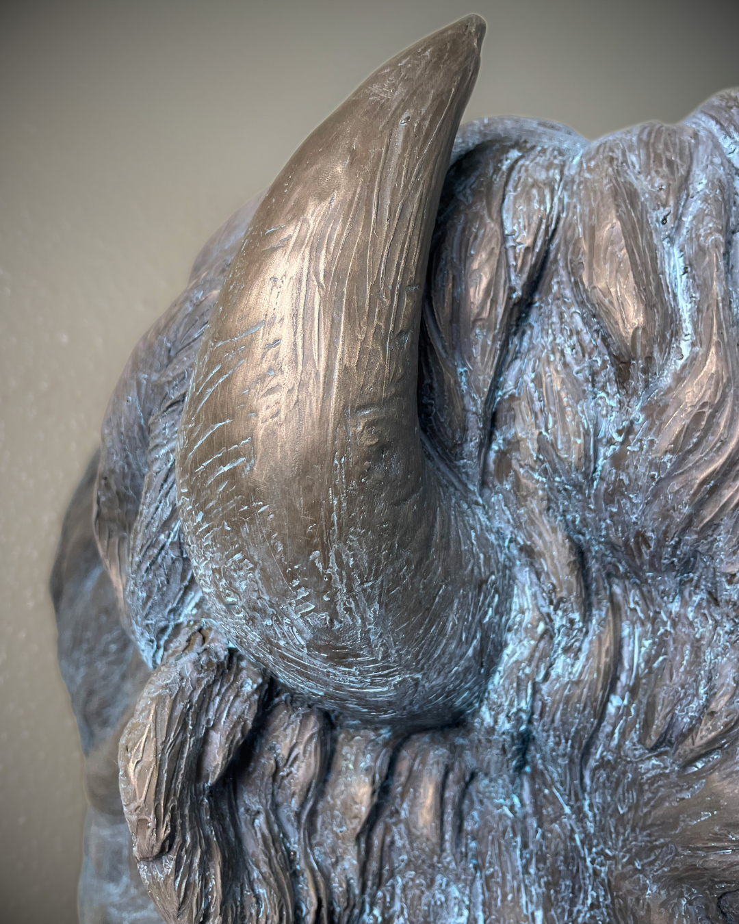 Verdigris Patinaed Bronze Bison Buffalo Wall Mount