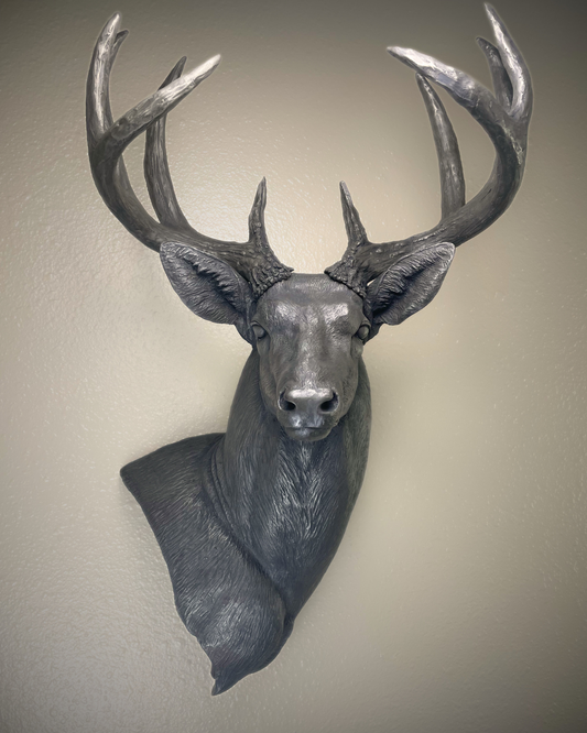 White Bronze Deer Wall Mount Trophy Buck