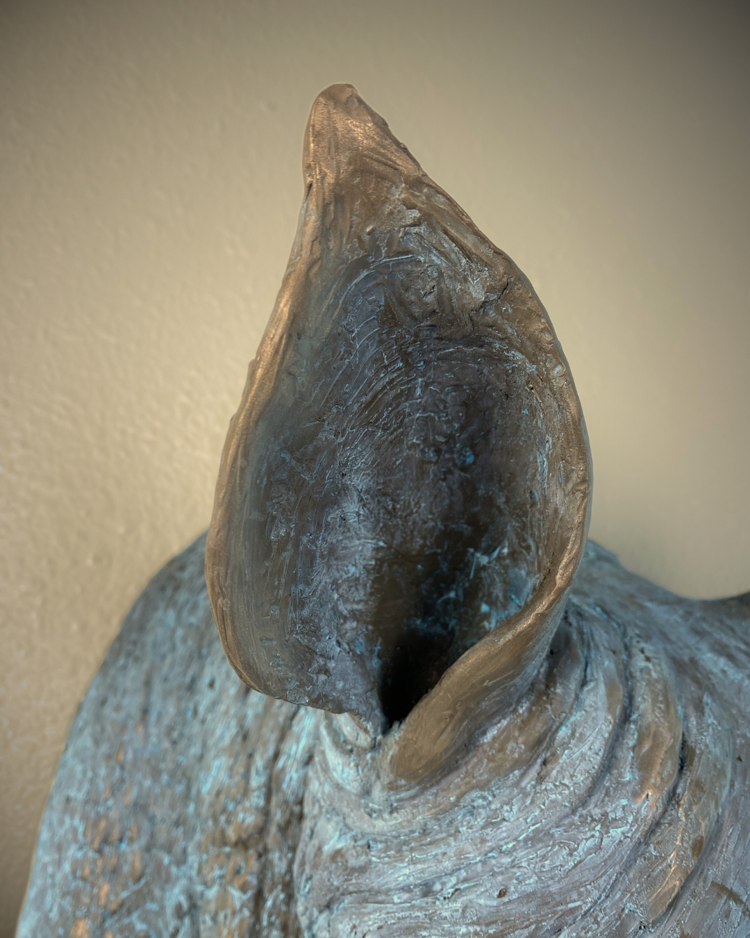 Verdigris Patinaed Bronze Rhinoceros Head Mount
