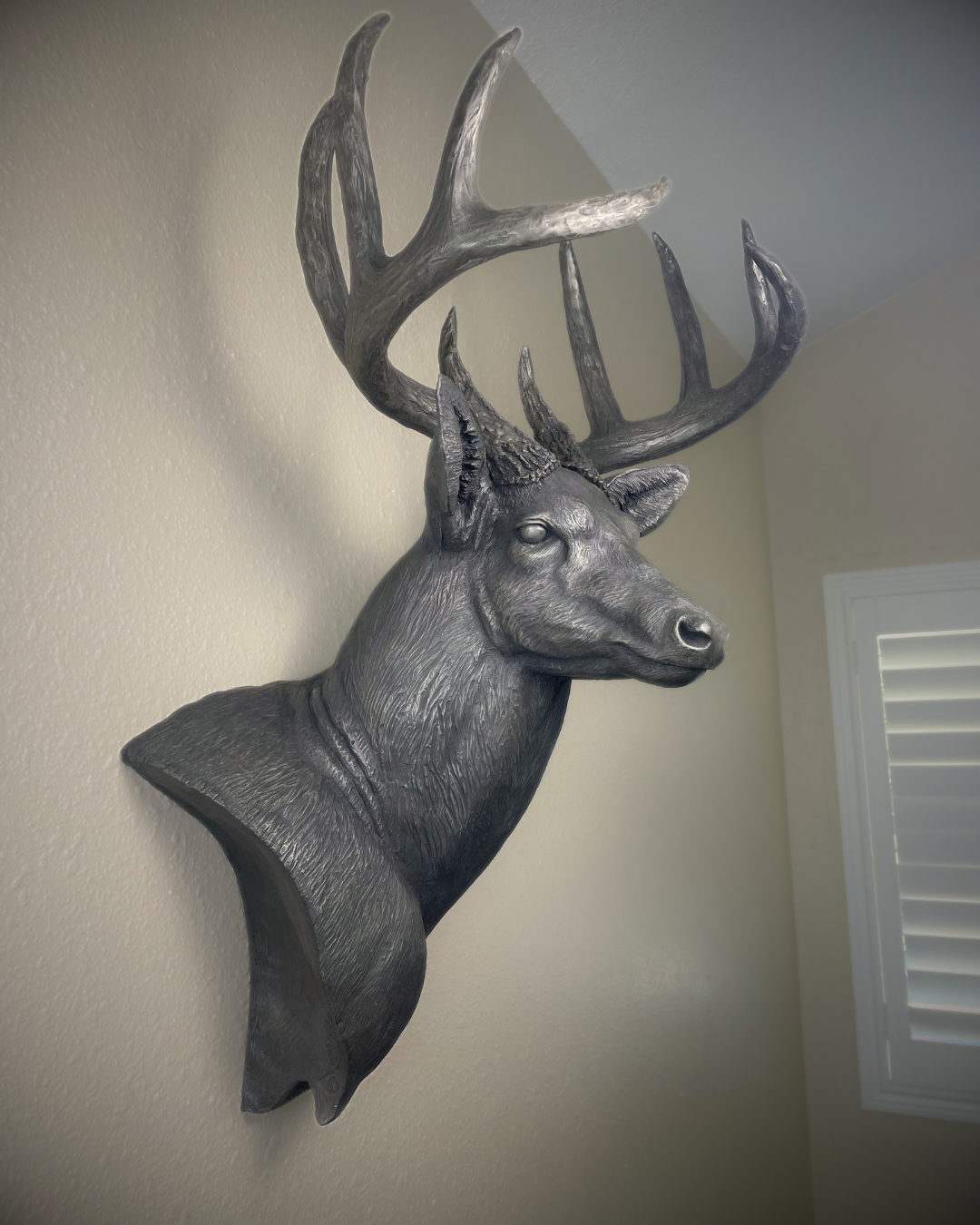 White Bronze Deer Wall Mount Trophy Buck