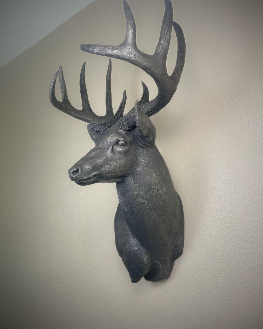 White Bronze Deer Wall Mount Trophy Buck