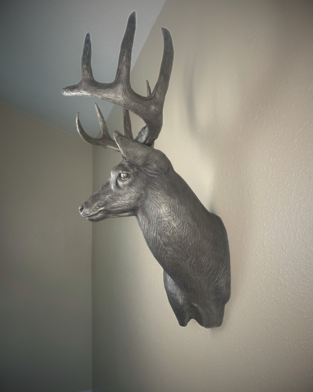 White Bronze Deer Wall Mount Trophy Buck