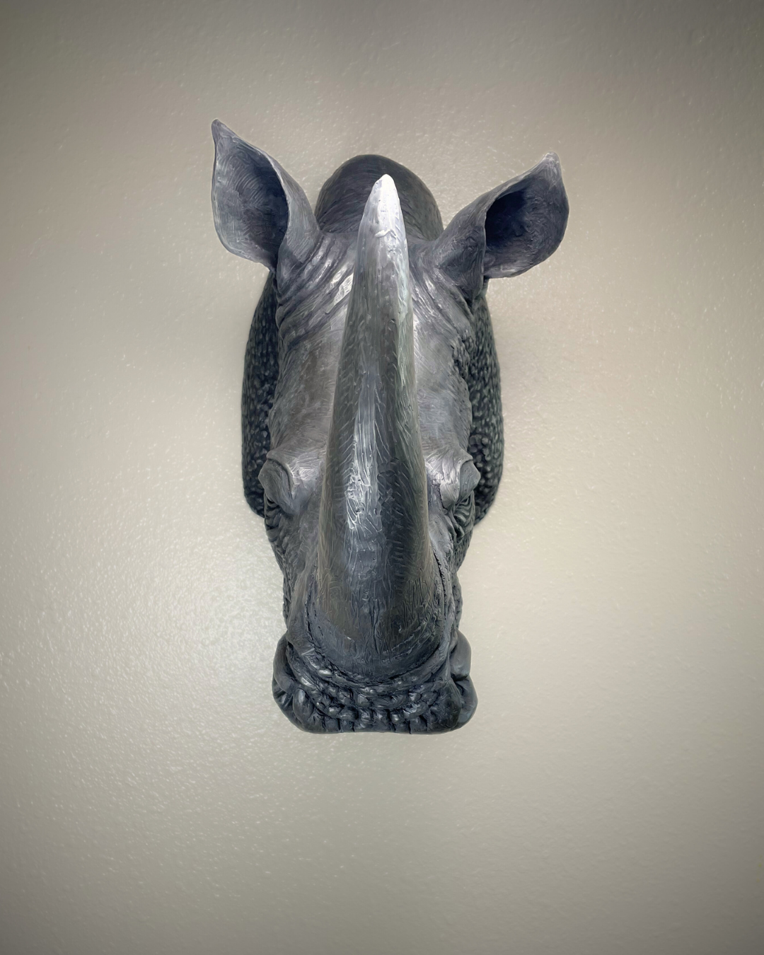 White Bronze Rhinoceros Head Mount