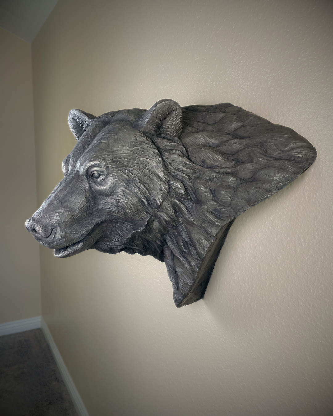 White Bronze Bear Wall Mount