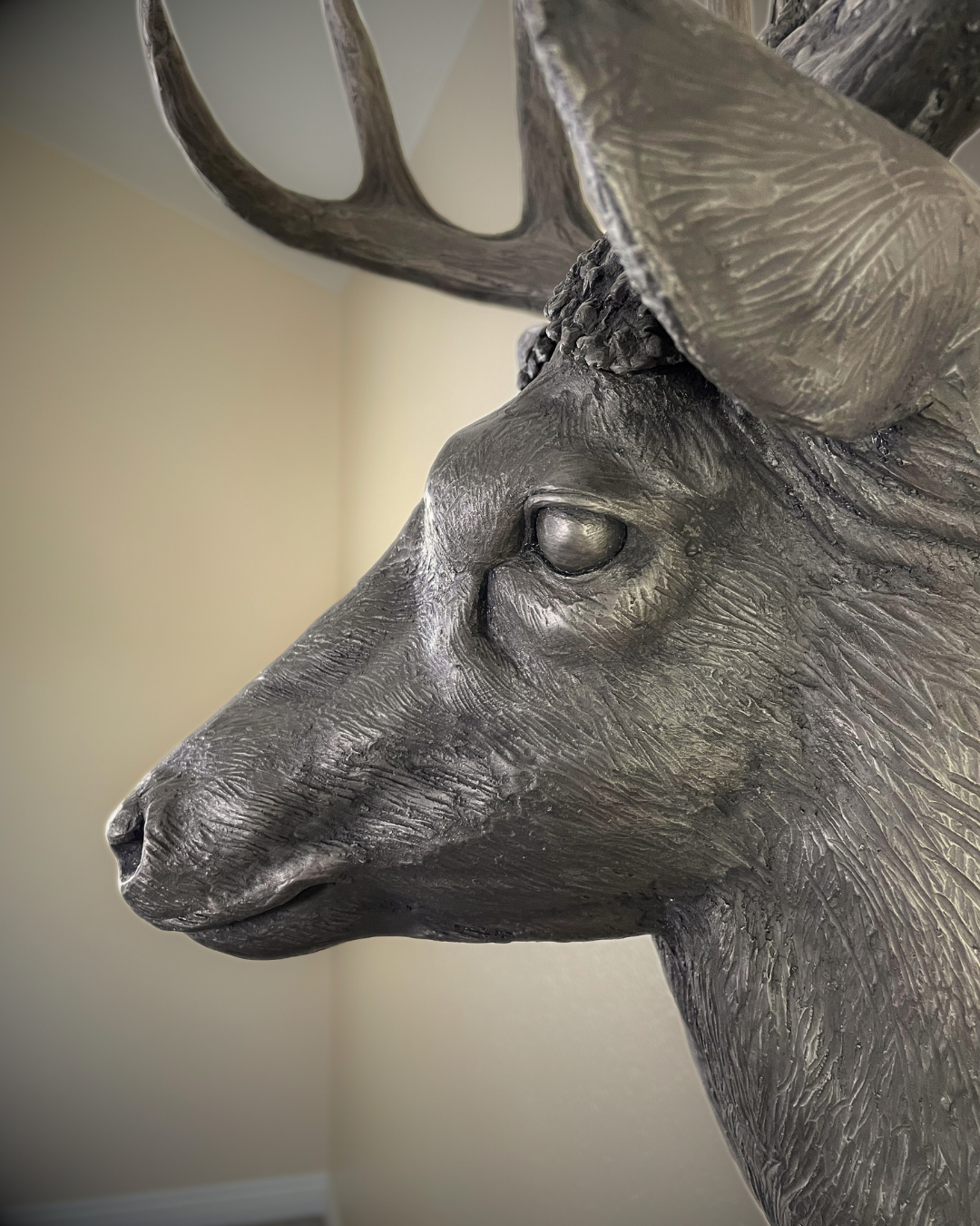 White Bronze Deer Wall Mount Trophy Buck