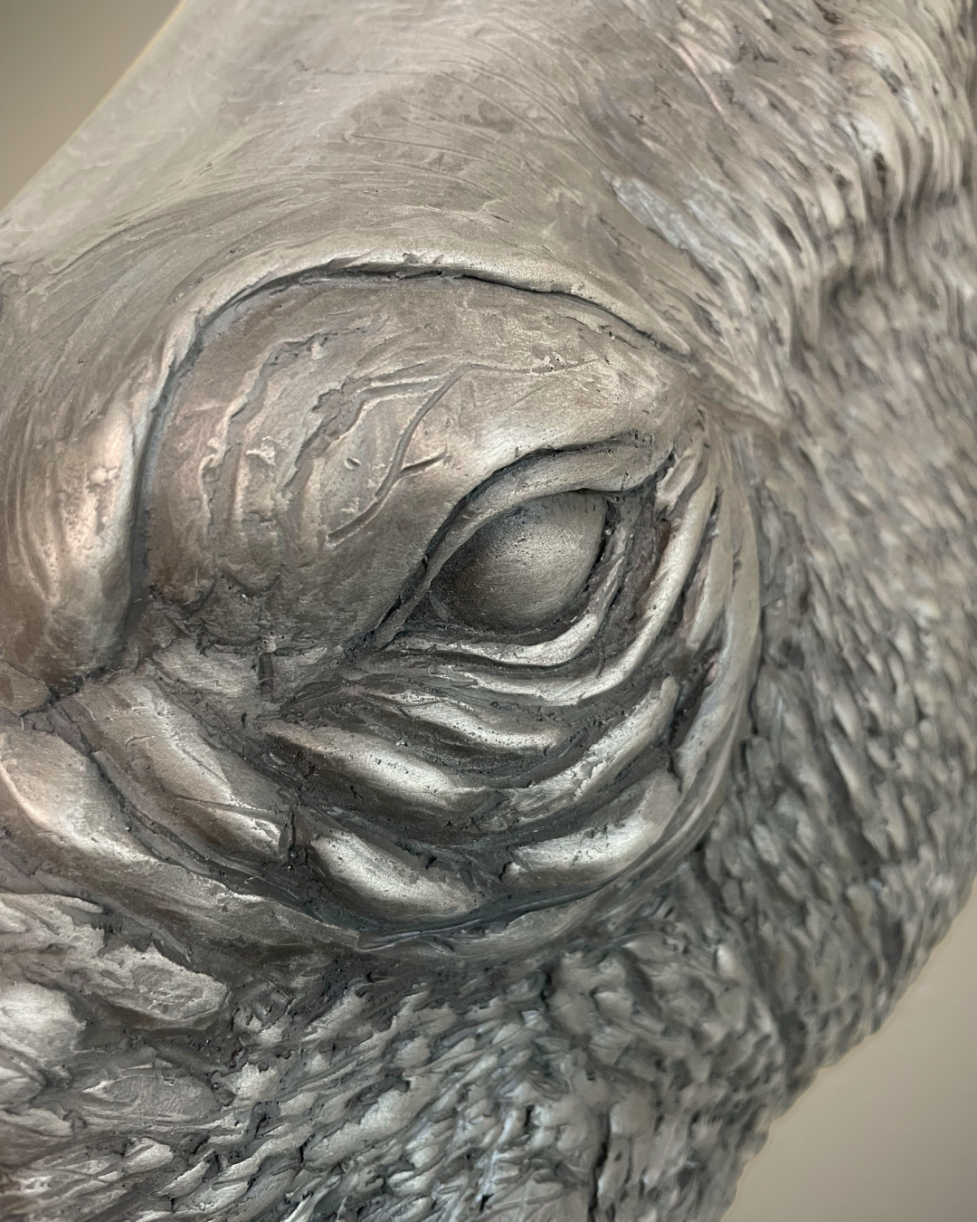 White Bronze Rhinoceros Head Mount