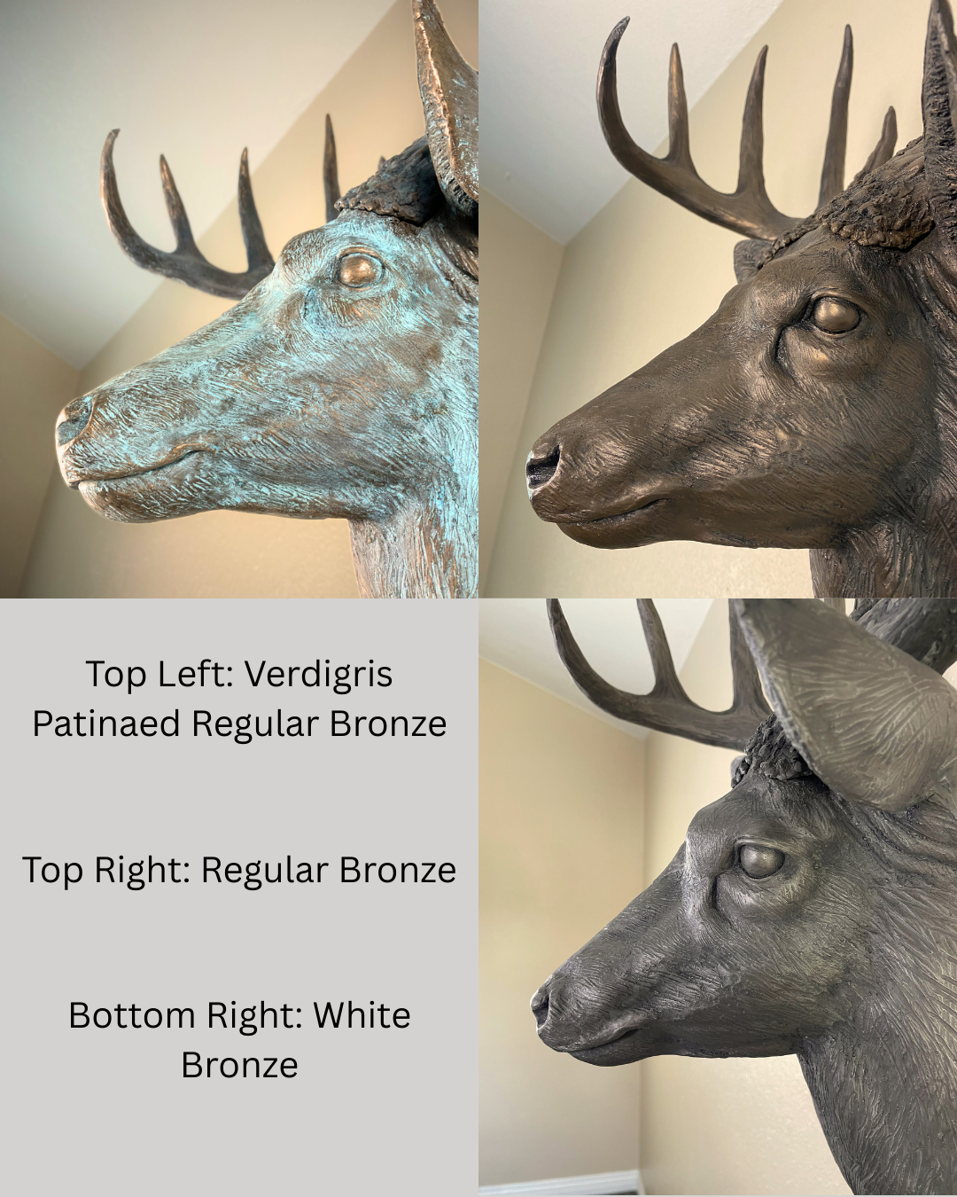 White Bronze Deer Wall Mount Trophy Buck