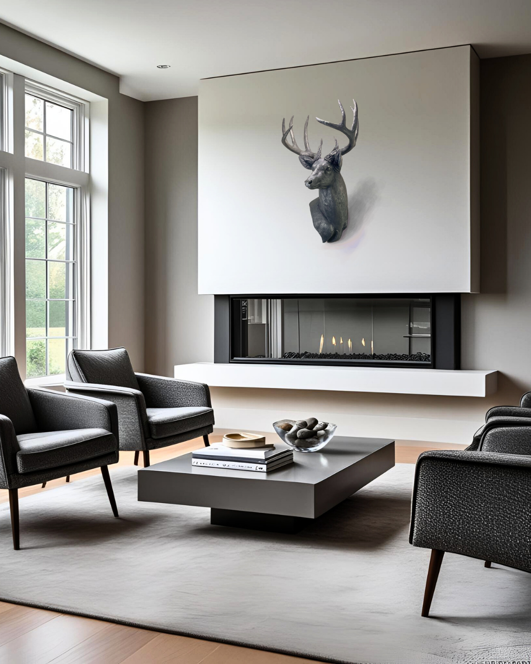 White Bronze Deer Wall Mount Trophy Buck