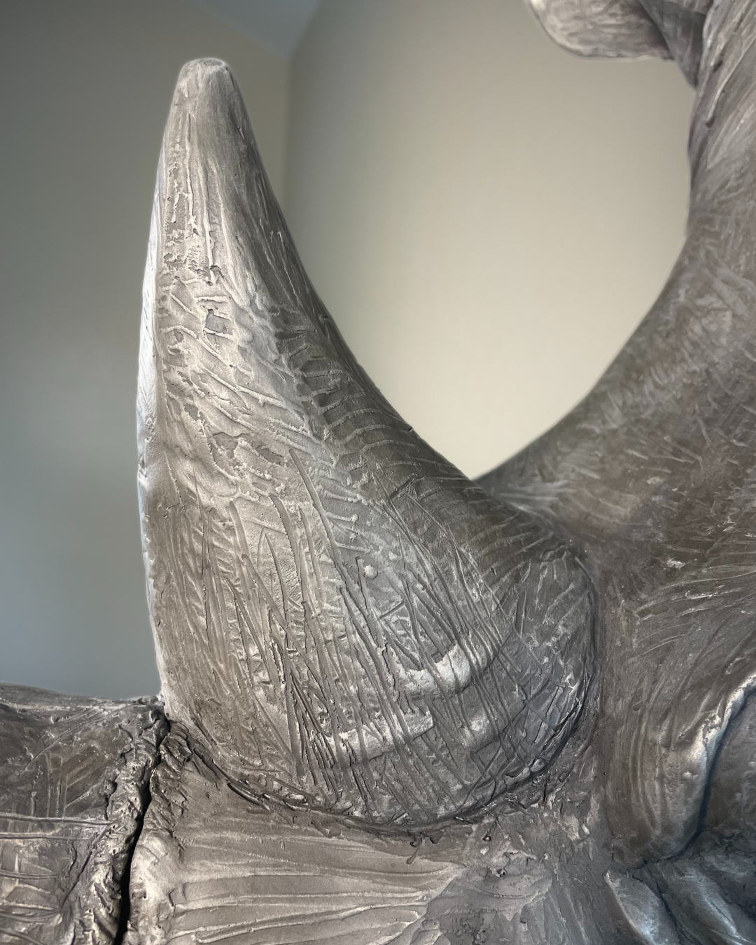 White Bronze Rhinoceros Head Mount