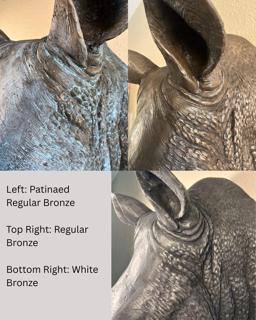 White Bronze Rhinoceros Head Mount