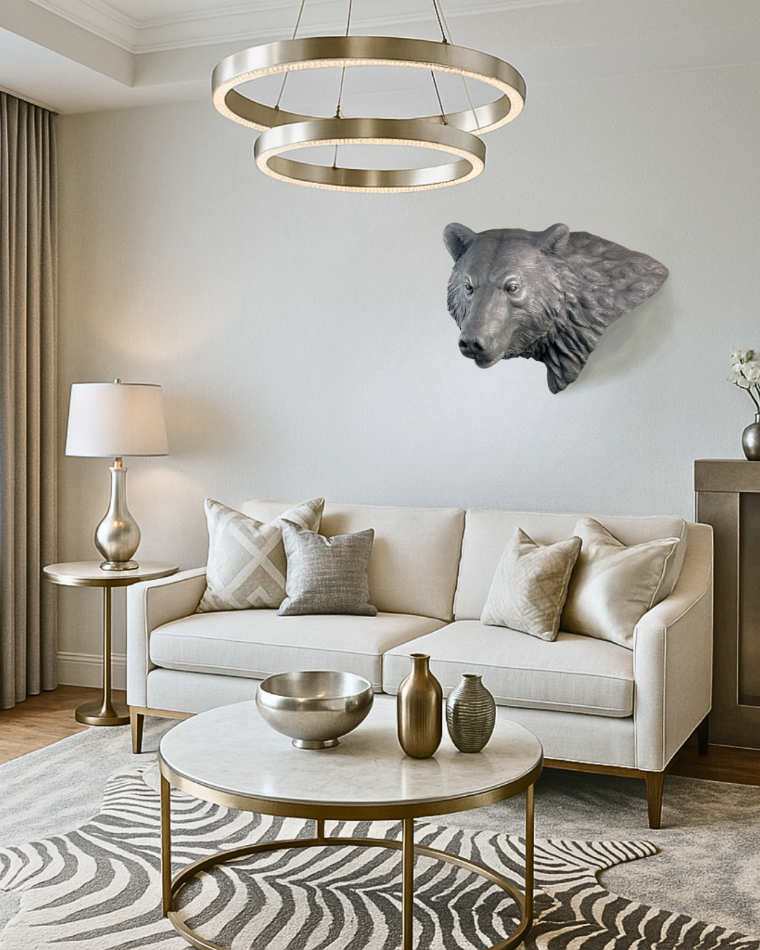 White Bronze Bear Wall Mount