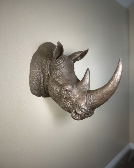 Bronze Rhinoceros Head Mount