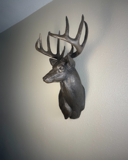 Bronze Deer Wall Mount Trophy Buck