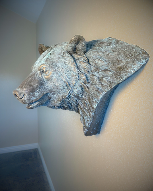 Verdigris Patinaed Bronze Bear Wall Mount