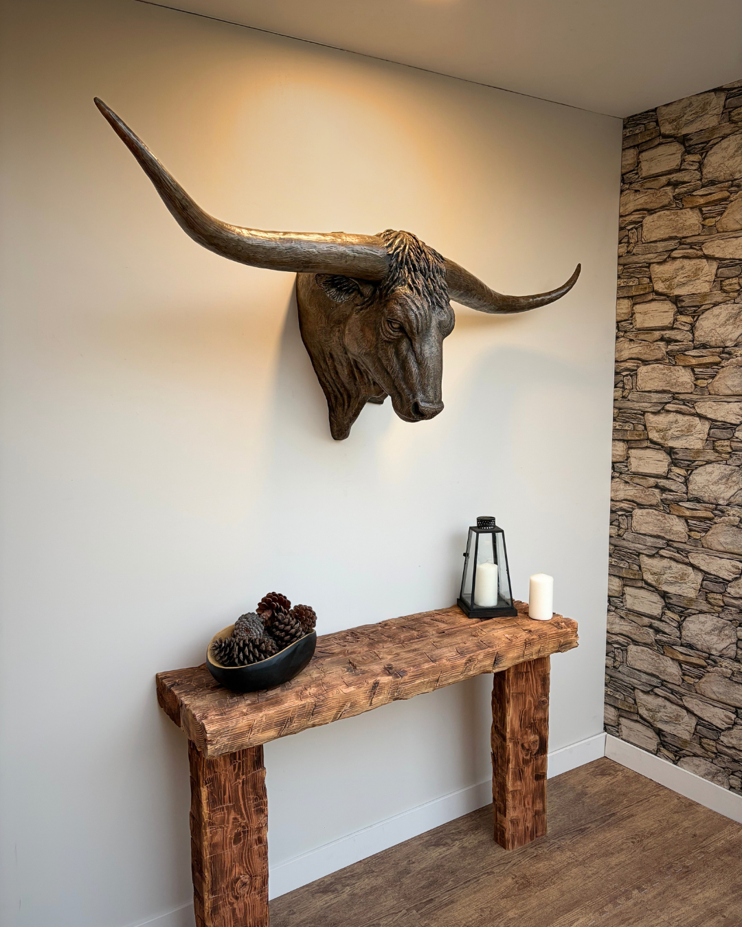 Large Bronze Texas Longhorn Cow