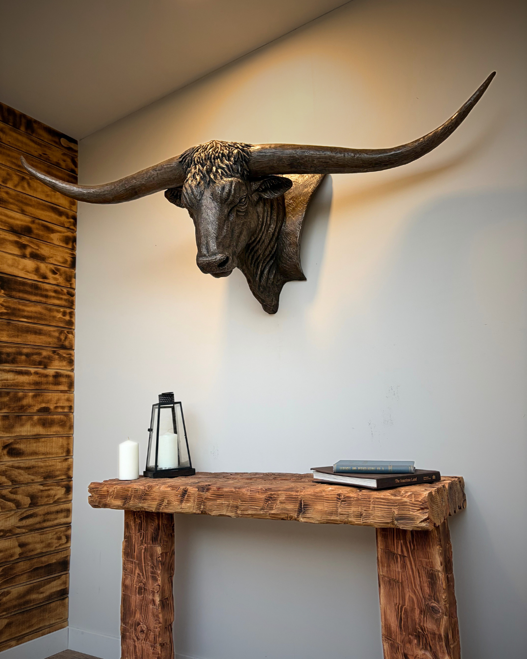 Large Bronze Texas Longhorn Cow