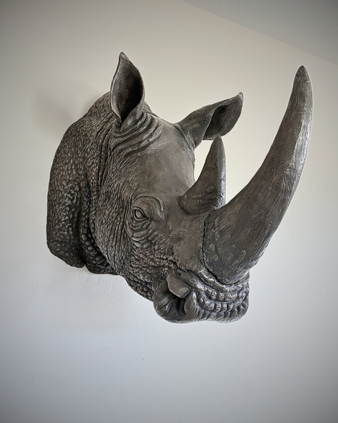 Bronze Rhinoceros Head Mount