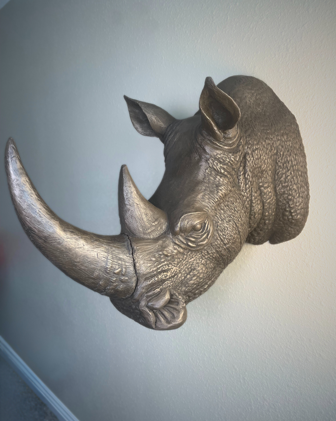 Bronze Rhinoceros Head Mount