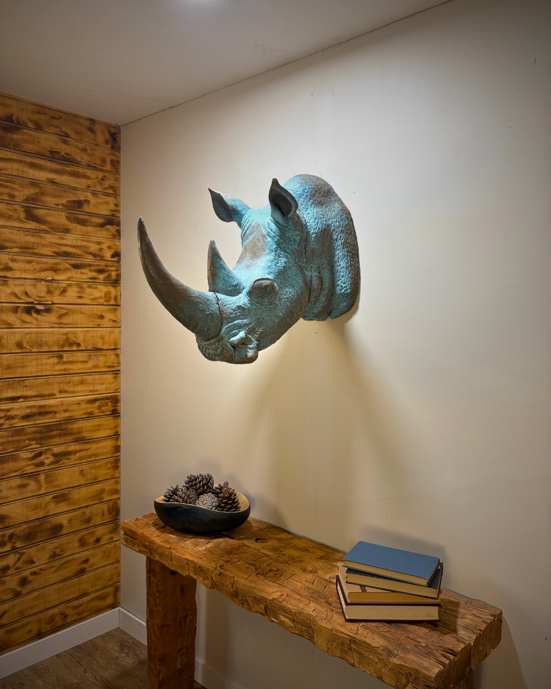 Bronze Rhinoceros Head Mount
