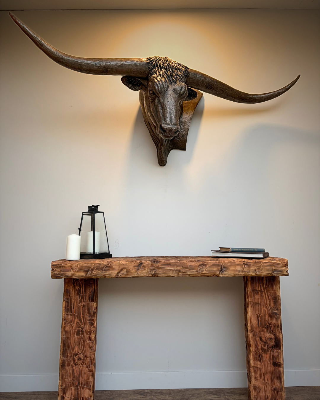 Large Bronze Texas Longhorn Cow