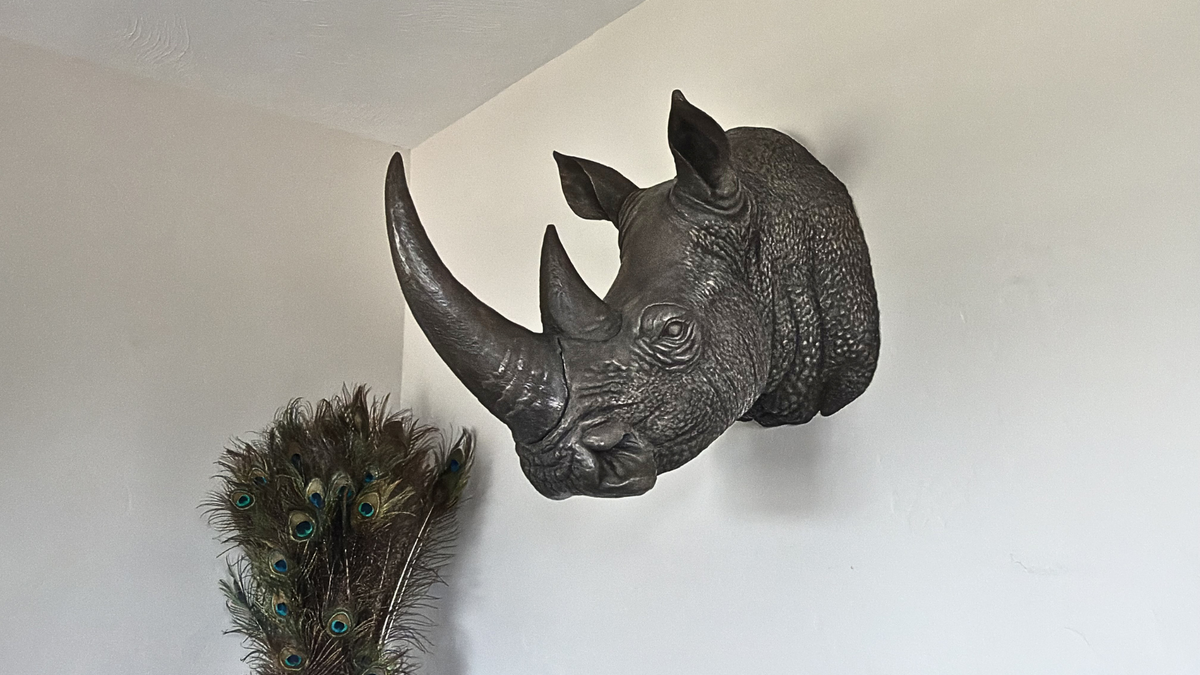 Bronze Rhinoceros Head Mount
