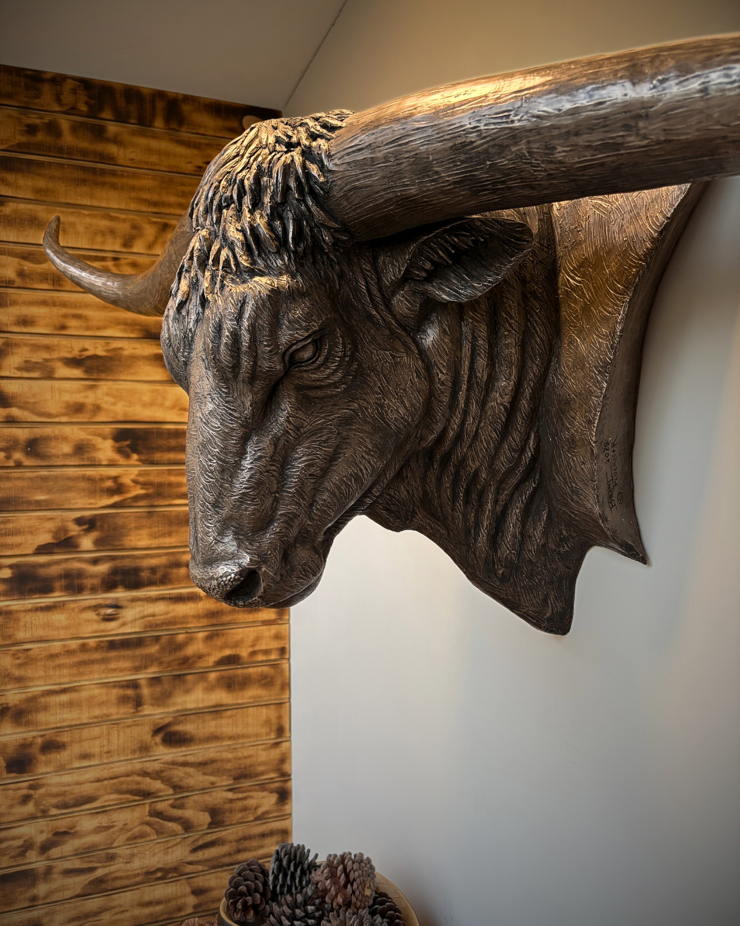Large Bronze Texas Longhorn Cow